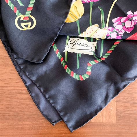 fake black gucci scarf|authentic gucci silk scarf.